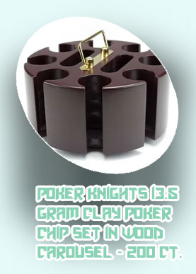 Poker chip set in wooden carousel case